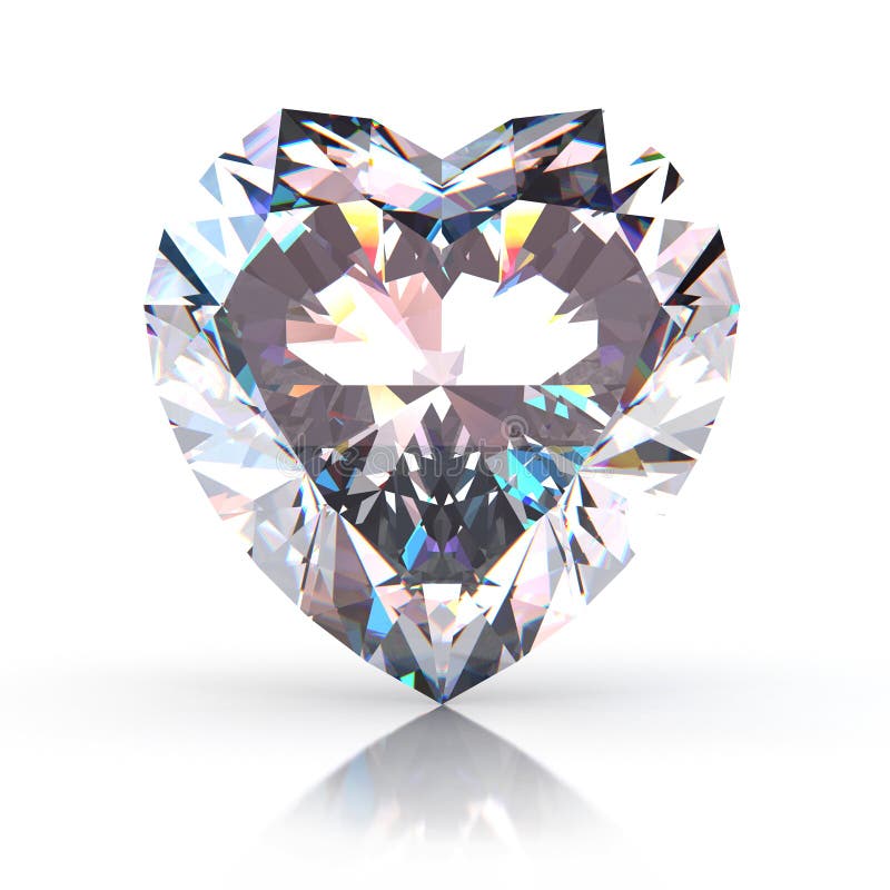 Diamond heart isolated on white background. Shaped gift illustrations