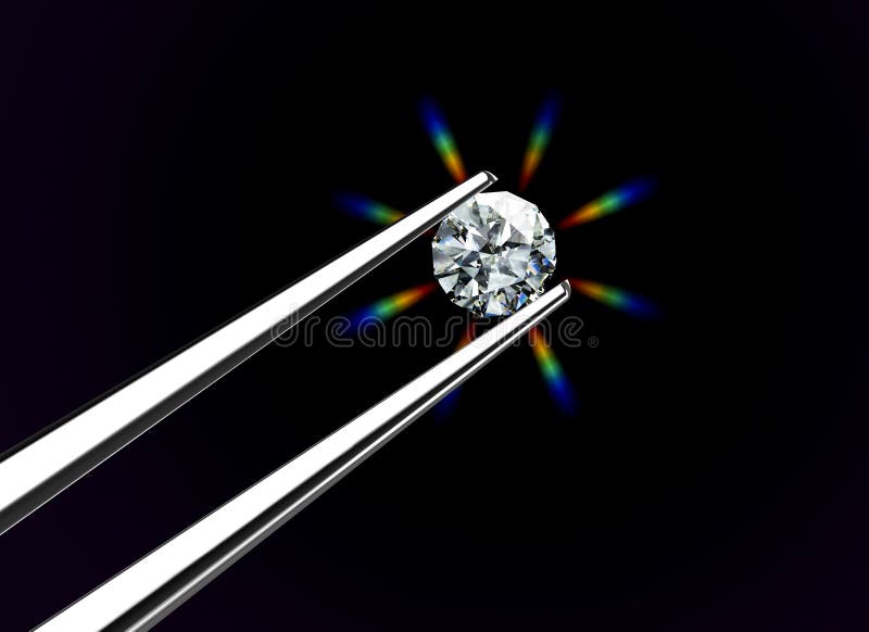 Diamond held by tweezers