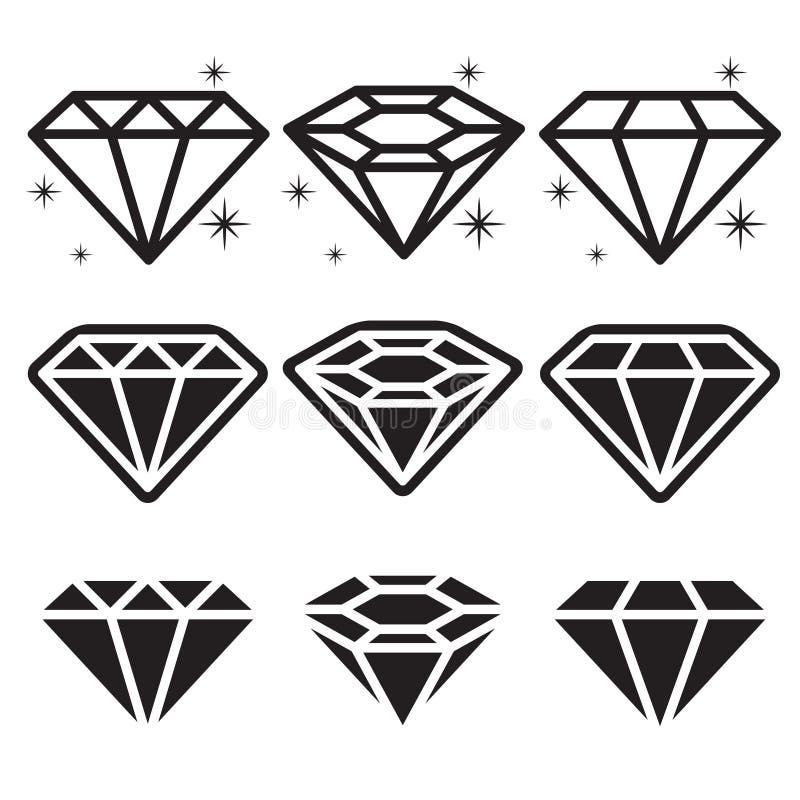 Set of diamonds icons. stock vector. Illustration of karat - 47606566