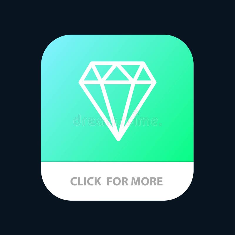 Diamond, Jewel, Jewelry, Gam Mobile App Button. Android and IOS Line