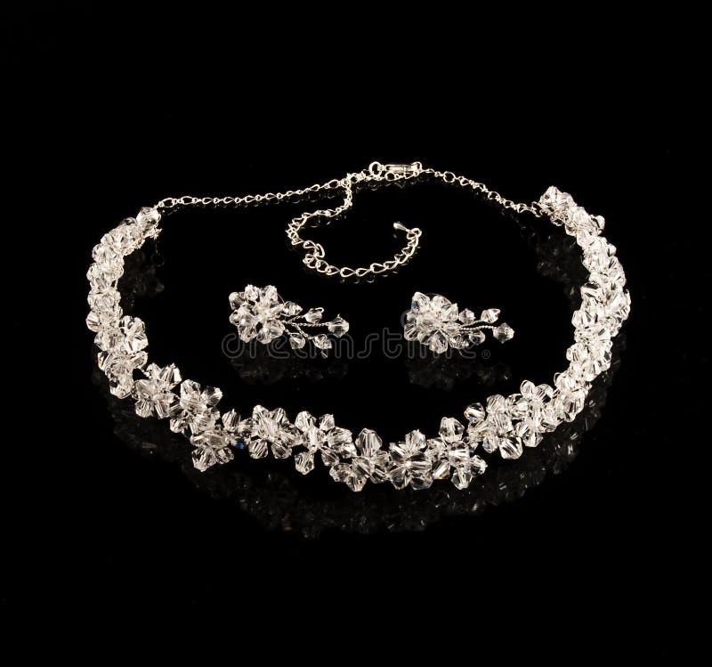 Diamond necklace and earrings