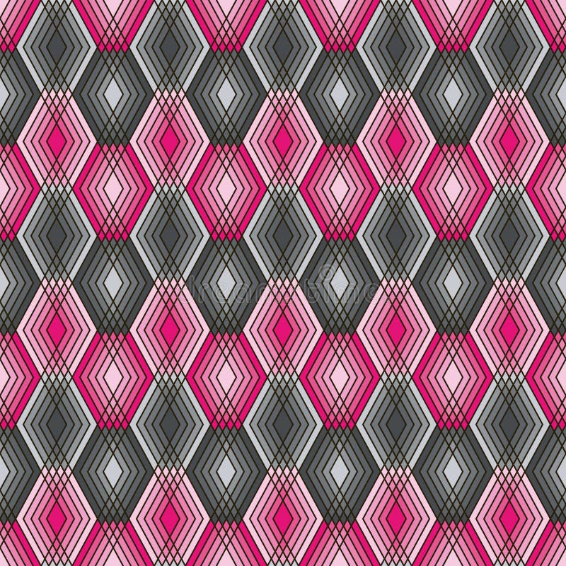 Diamond Outline Pattern in Roze en Grijs royalty-vrije illustratie Diamond Outline Pattern in Roze en Grijs royalty-vrije illustratie