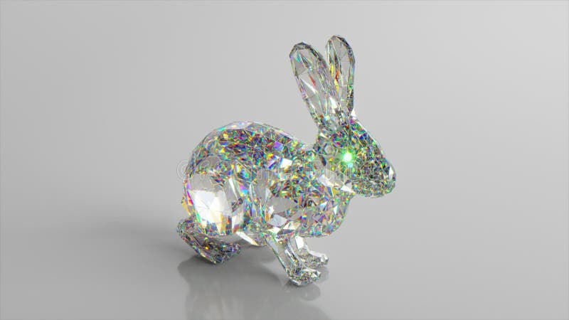 Diamond rabbit. The concept of nature and animals. Low poly. White color. 3d illustration