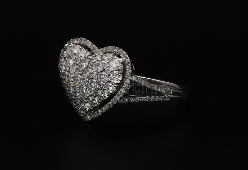 Diamond Ring on Black Background Stock Image - Image of halo, design