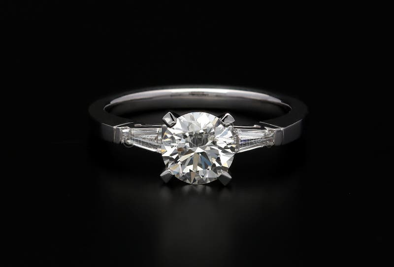 Diamond Ring on Black Background Stock Image - Image of products