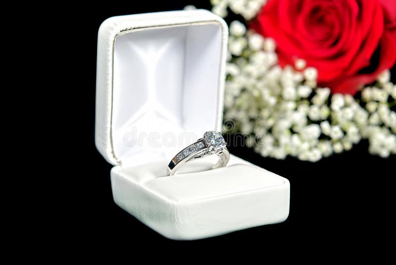 Diamond ring in box stock photo. Image of flower, satin 36807836