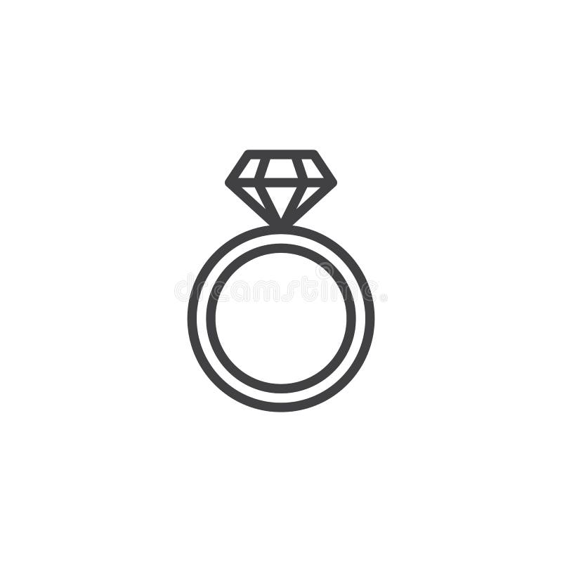 Wedding or diamond engagement ring symbol in outline style icon flat in  black on isolated white background. EPS 10 vector Stock Vector Image & Art  - Alamy