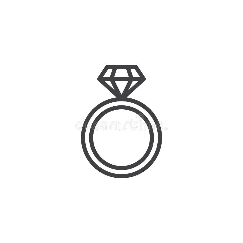 Diamond ring outline icon stock vector. Illustration of perfect - 132249151