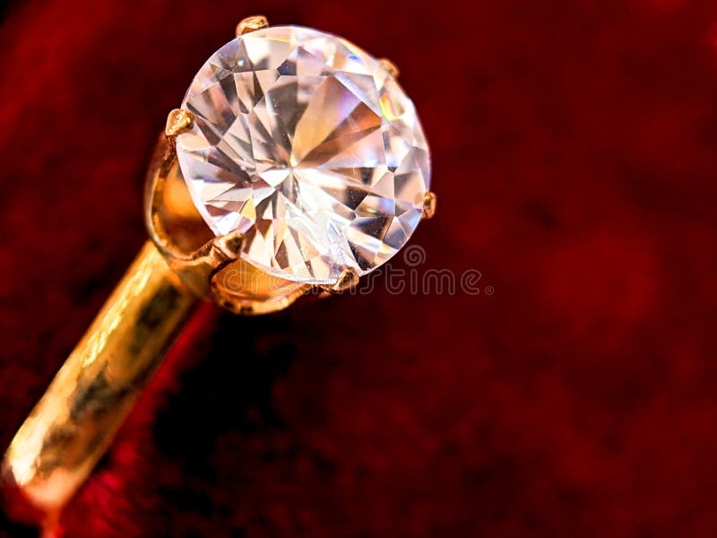 The Diamond Ring with Red Velvet Background Stock Photo - Image of ...