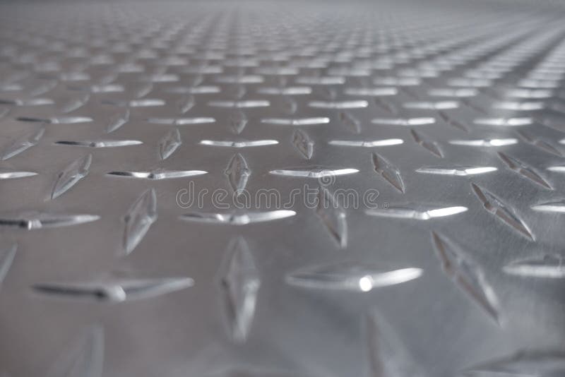 Diamond Steel Surface Plate Pattern in an Angle. Floor Stock Photo