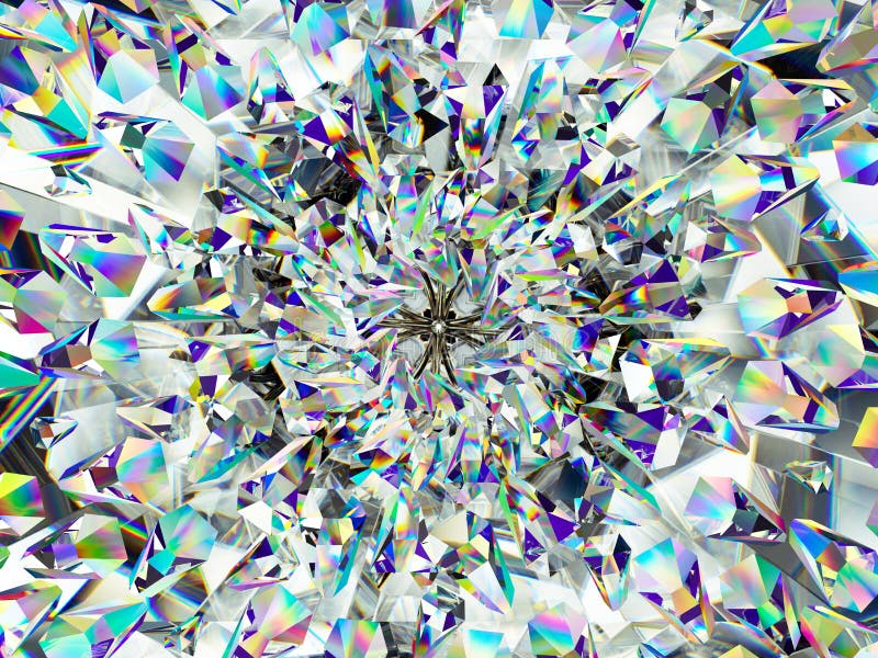 Diamond Structure Extreme Closeup and Kaleidoscope Stock Illustration