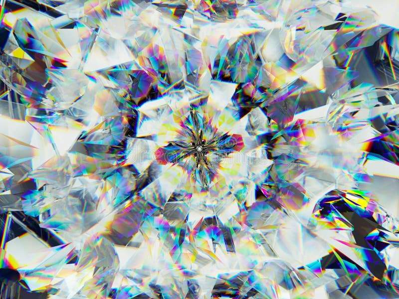 Diamond Structure Extreme Closeup and Kaleidoscope Stock Illustration