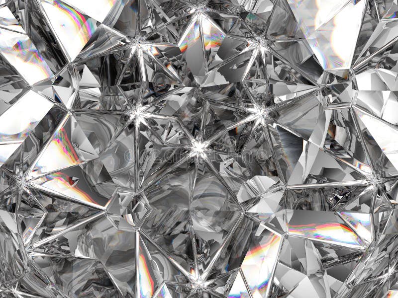 Diamond Structure Extreme Closeup and Kaleidoscope Stock Illustration