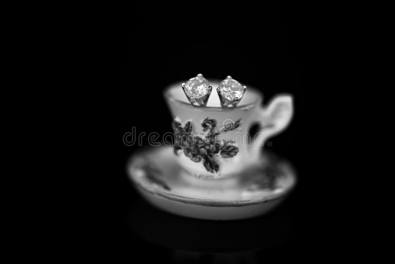 Diamond Stud Earrings In A Teacup