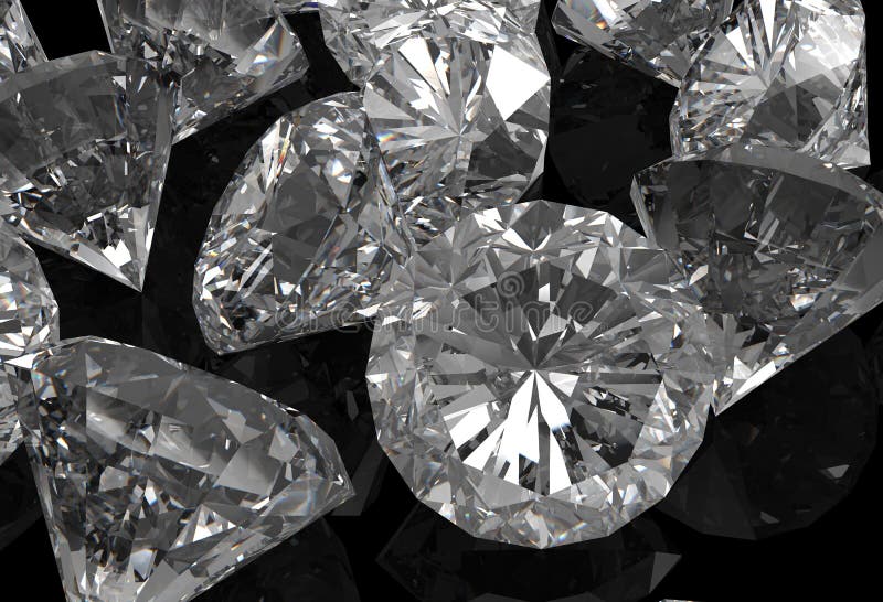 Diamonds on black surface royalty free illustration