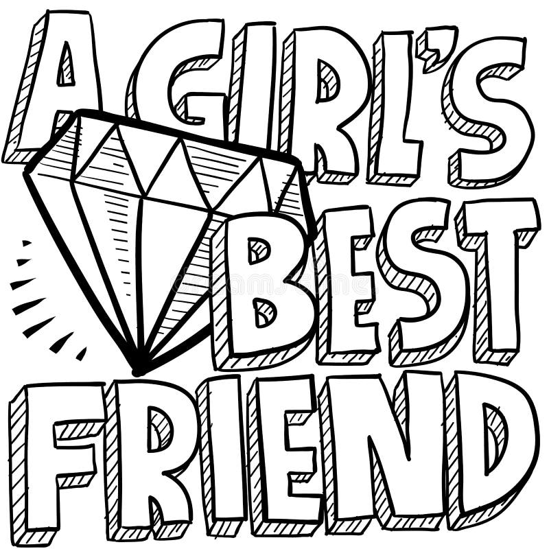 Diamonds Are A Girls Best Friend Sketch Stock Vector