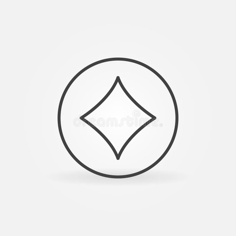 Diamonds Playing Card Suit in Circle vector concept outlne icon stock illustration