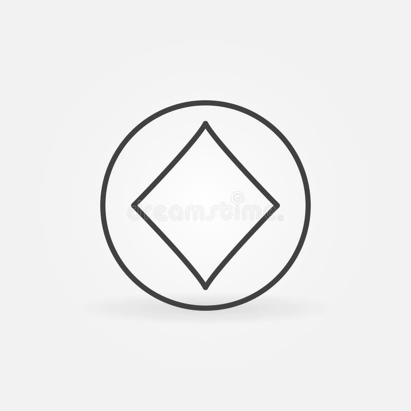 Diamonds Playing Card Suit vector concept round line icon or symbol royalty free illustration