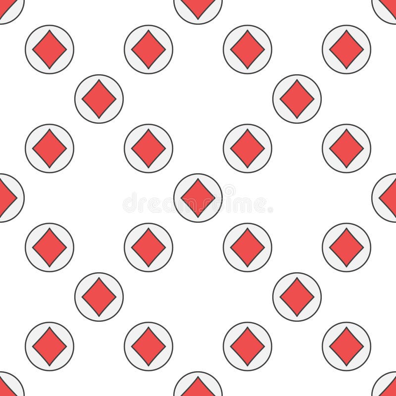 Diamonds Playing Card Suit vector round colored seamless pattern royalty free illustration