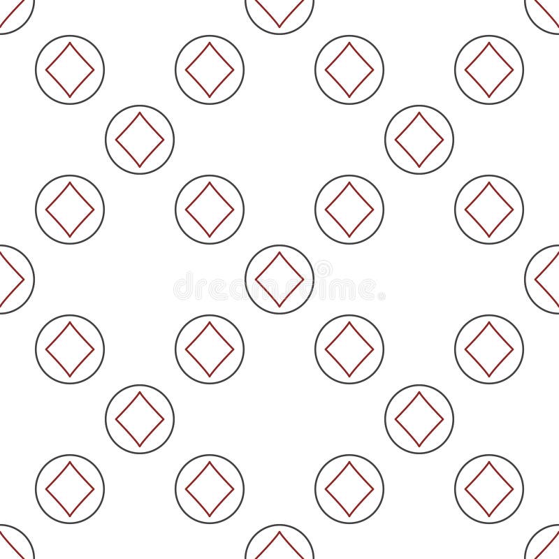 Diamonds Playing Card Suit vector round line seamless pattern or background royalty free illustration