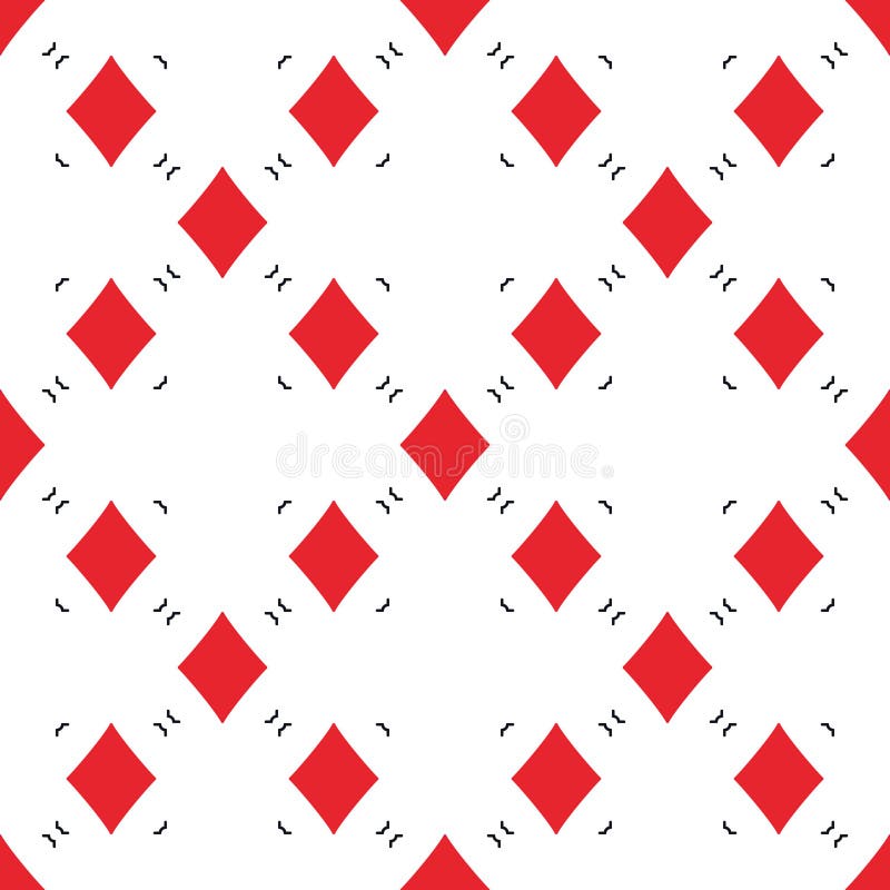Diamonds Playing Card Suit vector simple red solid seamless pattern royalty free illustration