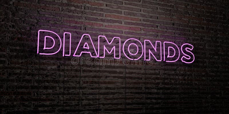 DIAMONDS -Realistic Neon Sign on Brick Wall background - 3D rendered royalty free stock image royalty free illustration DIAMONDS -Realistic Neon Sign on Brick Wall background - 3D rendered royalty free stock image royalty free illustration