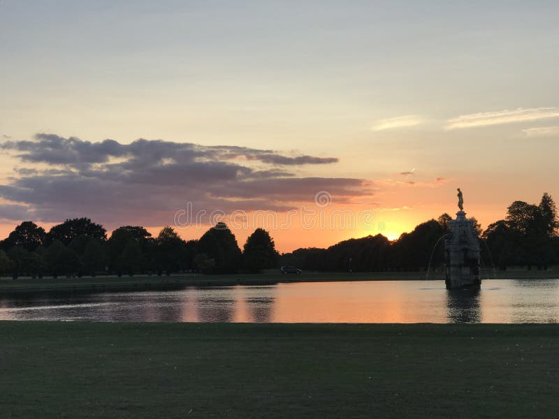 Diana fountain at sunset, Bushy park