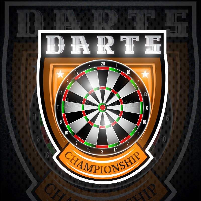 Diana redonda en el centro del escudo Logotipo del deporte para cualquier juego o campeonato de los dardos ilustración del vector Diana redonda en el centro del escudo Logotipo del deporte para cualquier juego o campeonato de los dardos ilustración del vector