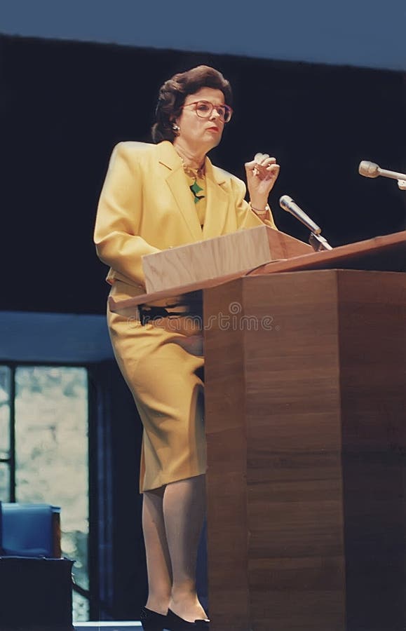 California U.S. Senator Dianne Feinstein speaks to the congregation at Temple B'nai Abraham in Livingston, New Jersey, in May, 1992. Feinstein was a member of the San Francisco Board of Supervisors before becoming mayor upon the assassination of George Moscone in 1978, serving a 10-year tenure in office. At the time of her speech, she was 59 and running for her first term in the Senate. She was in 2018, reelected for the fifth time. She served in the Senate for 31 years, making her the longest-serving female senator in United States history. Feinstein died in her Washington, DC home on September 28, 2023, at the age of 90. California U.S. Senator Dianne Feinstein speaks to the congregation at Temple B'nai Abraham in Livingston, New Jersey, in May, 1992. Feinstein was a member of the San Francisco Board of Supervisors before becoming mayor upon the assassination of George Moscone in 1978, serving a 10-year tenure in office. At the time of her speech, she was 59 and running for her first term in the Senate. She was in 2018, reelected for the fifth time. She served in the Senate for 31 years, making her the longest-serving female senator in United States history. Feinstein died in her Washington, DC home on September 28, 2023, at the age of 90.