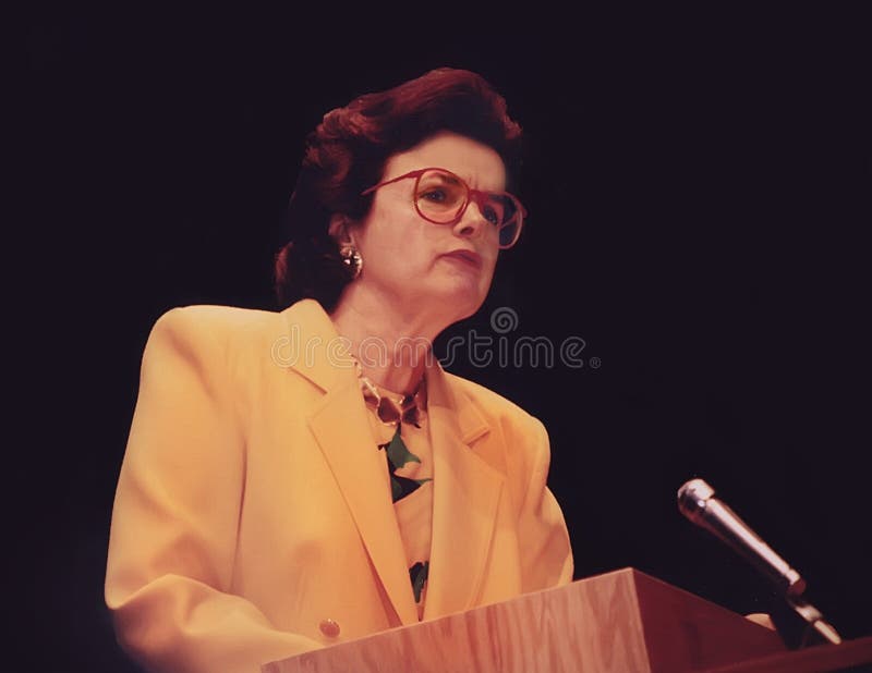 California U.S. Senator Dianne Feinstein speaks to the congregation at Temple B'nai Abraham in Livingston, New Jersey, in May, 1992. Feinstein was a member of the San Francisco Board of Supervisors before becoming mayor upon the assassination of George Moscone in 1978, serving a 10-year tenure in office. At the time of her speech, she was 59 and running for her first term in the Senate. She was in 2018, reelected for the fifth time. Feinstein served longer than any female member of the United States Senate, 31 years. She died at her home in Washington, DC, on September 28, 2023. at tje age of 90. California U.S. Senator Dianne Feinstein speaks to the congregation at Temple B'nai Abraham in Livingston, New Jersey, in May, 1992. Feinstein was a member of the San Francisco Board of Supervisors before becoming mayor upon the assassination of George Moscone in 1978, serving a 10-year tenure in office. At the time of her speech, she was 59 and running for her first term in the Senate. She was in 2018, reelected for the fifth time. Feinstein served longer than any female member of the United States Senate, 31 years. She died at her home in Washington, DC, on September 28, 2023. at tje age of 90.