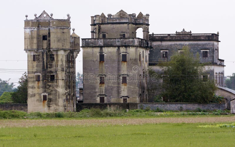 Veža alebo iné opevnenie na prístup k hradu alebo mesto, Staré budovy v chikan Mesto, Kaiping, Guangdong, čína.