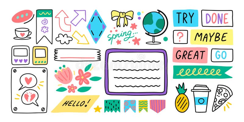 Diary Journal School Cartoon Bullet Stickers. Memo Stickers Stock Vector - Illustration of small, lettering: 224591899 Diary Journal School Cartoon Bullet Stickers. Memo Stickers Stock Vector - Illustration of small, lettering: 224591899