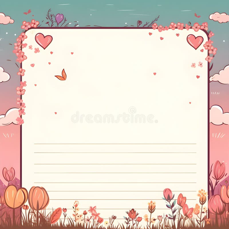 Diary Notepad, Blank, Flowers, Hearts, AI Generated. Stock Photo ...