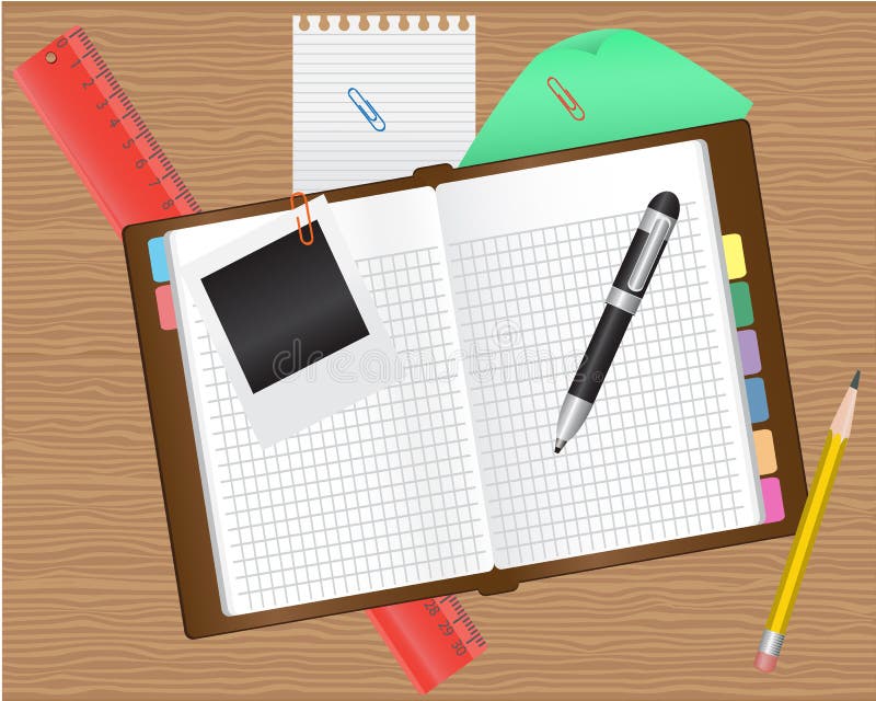 Diary and office supplies royalty free illustration