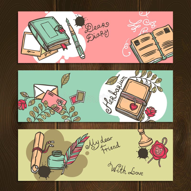 Diary Vintage Banners royalty free illustration Diary Vintage Banners royalty free illustration