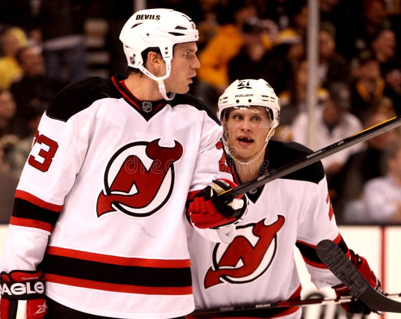 New Jersey Devils forwards David Clarkson (23) and Mattias Tedenby (21). New Jersey Devils forwards David Clarkson (23) and Mattias Tedenby (21).