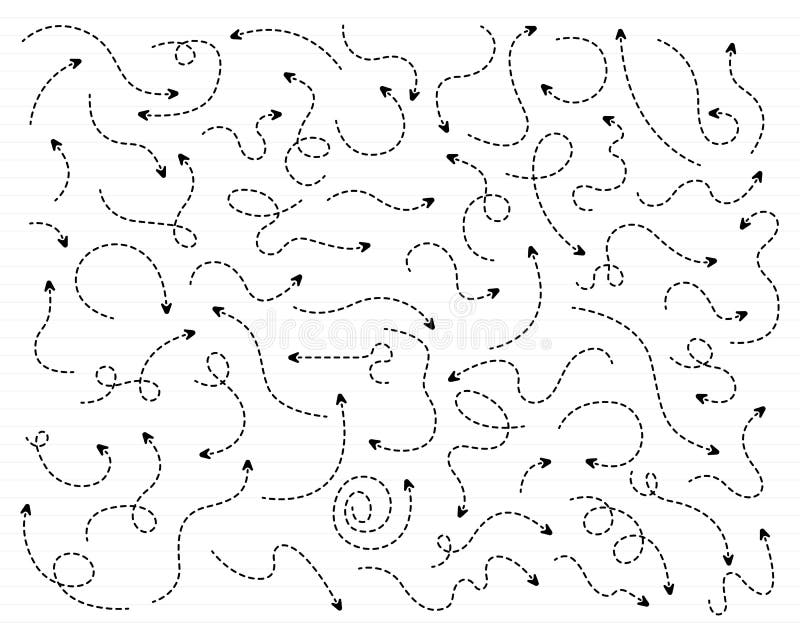 Dibujado a mano punteado conjunto de flecha vector diseño libre illustration