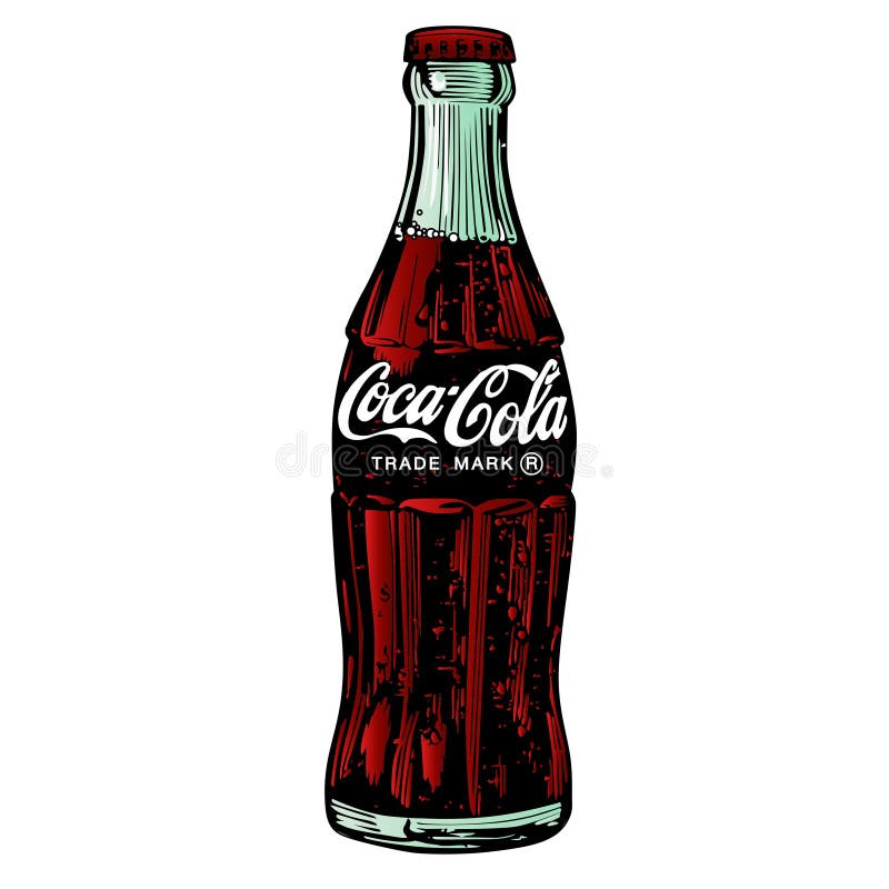 Dibujar Botella Clásica De Cocacola Sobre Vector De Fondo Blanco Imagen  editorial - Ilustración de negro, rojo: 188864625