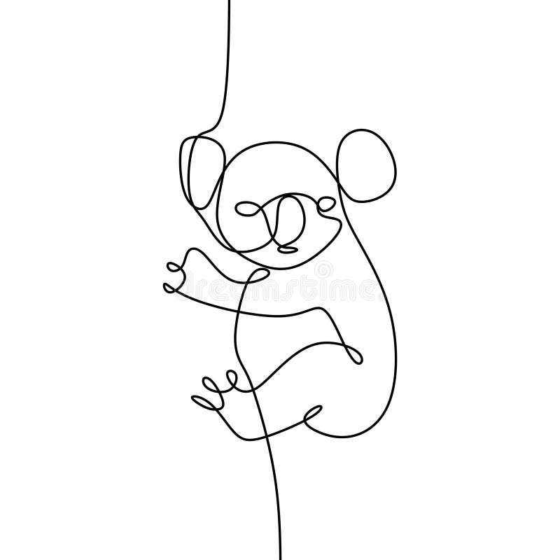 Dibuje una línea continua de animales de la koala con un diseño simple libre illustration
