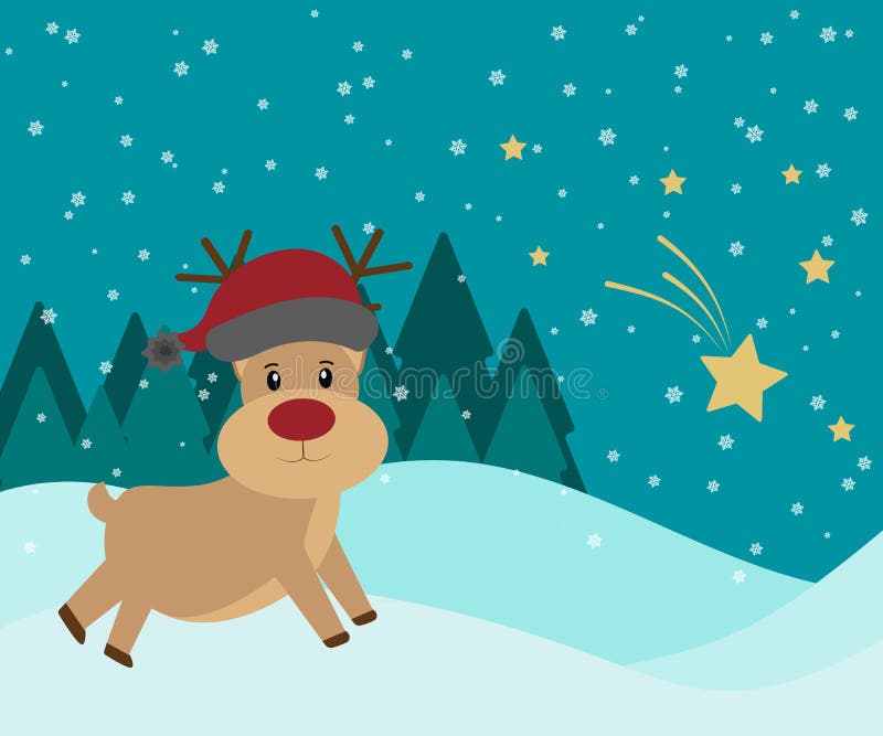 Dibujo Animado De Renos Rojos Adorable Con Banner De Saludo De Invierno  Nevado. Tarjeta De Navidad. Ilustración Vectorial. Ilustración del Vector -  Ilustración de fondo, santa: 231280621