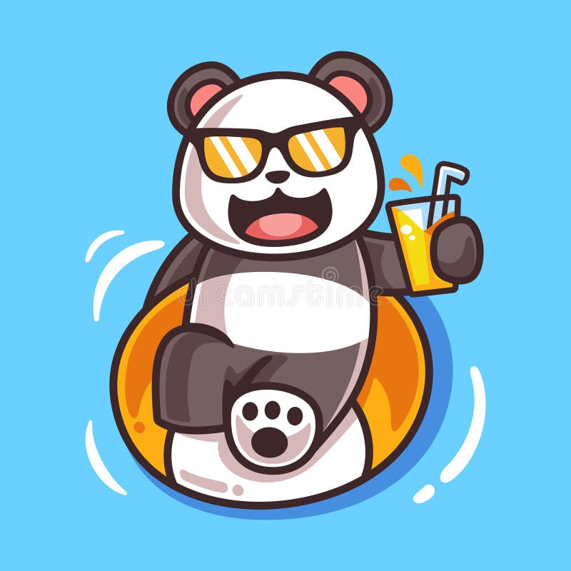 Dibujo Animado Panda Con Ilustración De Anillo De Natación Ilustración del  Vector - Ilustración de bebida, divertido: 218261982