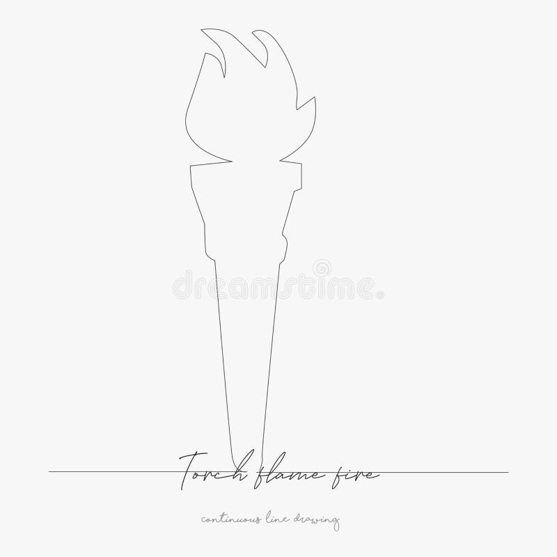 Dibujo continuo de líneas incendio de antorchas ilustración vectorial simple línea de dibujo manual del concepto de incendio de a ilustración del vector