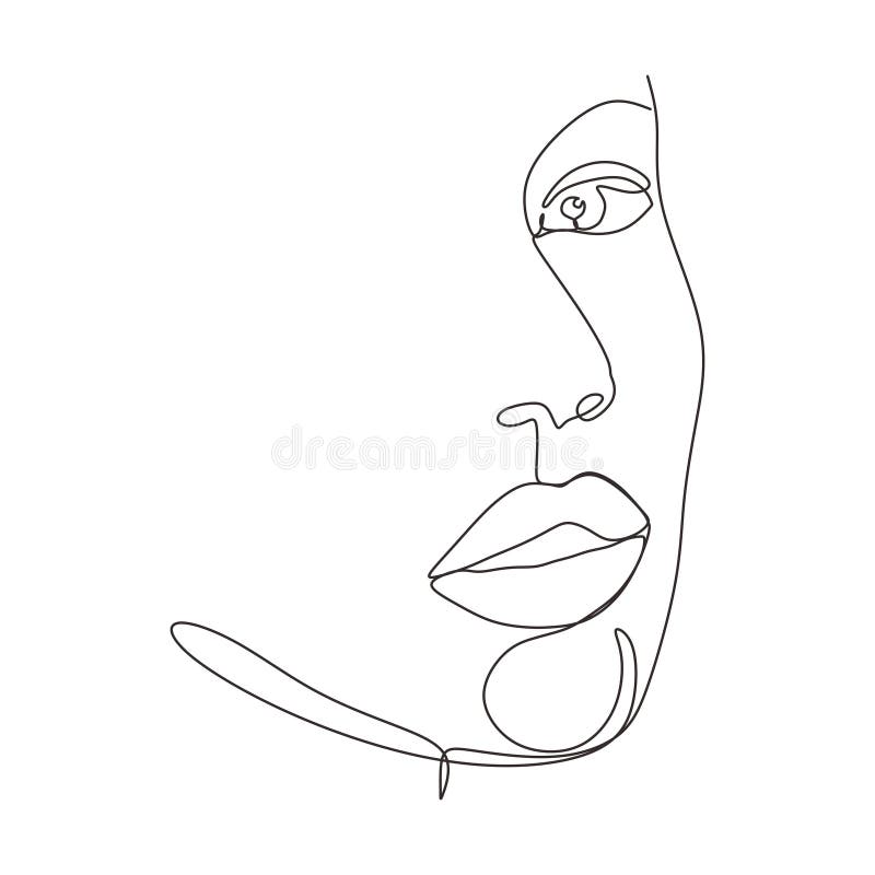 Dibujo continuo de una línea de minimalismo abstracto de la cara e ilustración de la sencillez vectorial Dibujo manual minimalist ilustración del vector