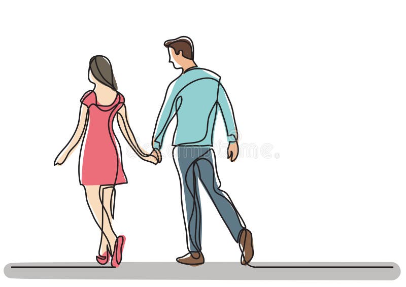 Dibujo Continuo De Una Pareja Joven Caminando Juntos Ilustración del Vector  - Ilustración de familia, felicidad: 164410204