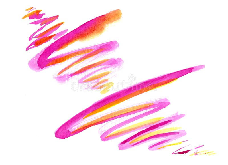Dibujo de acuarela de líneas rosadas torcidas sobre un fondo blanco. ilustración del vector