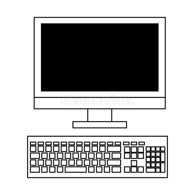 Dibujo De Dispositivos InformÃ¡ticos De Hardware De TecnologÃa En Blanco Y  Negro Ilustración del Vector - Ilustración de internet, sistema: 156492716