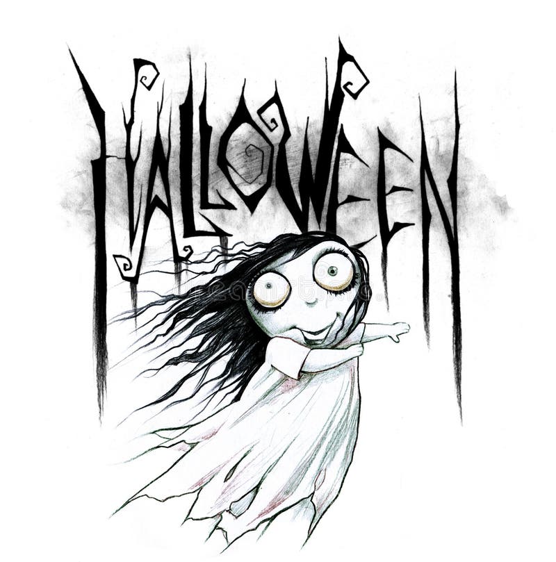 Dibujo De Lápiz De Un Título De Halloween Stock de ilustración -  Ilustración de horror, marco: 41438050
