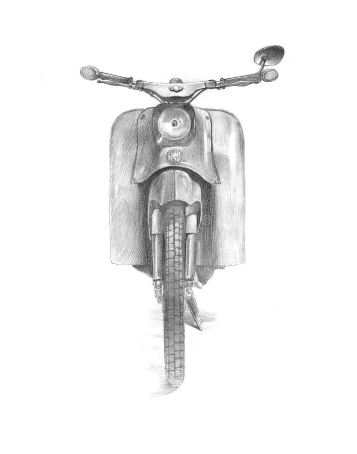 Dibujo De Lápiz De Una Moto Retra Stock de ilustración - Ilustración de  transporte, bici: 85148524