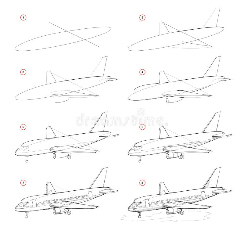 Dibujo De Lápiz Gradual De La Creación La Página Muestra Cómo Aprender El Bosquejo Del Drenaje De Los Aviones De Pasajero Moderno Ilustración del Vector - Ilustración de contorno, moderno: 154973469 Dibujo De Lápiz Gradual De La Creación La Página Muestra Cómo Aprender El Bosquejo Del Drenaje De Los Aviones De Pasajero Moderno Ilustración del Vector - Ilustración de contorno, moderno: 154973469