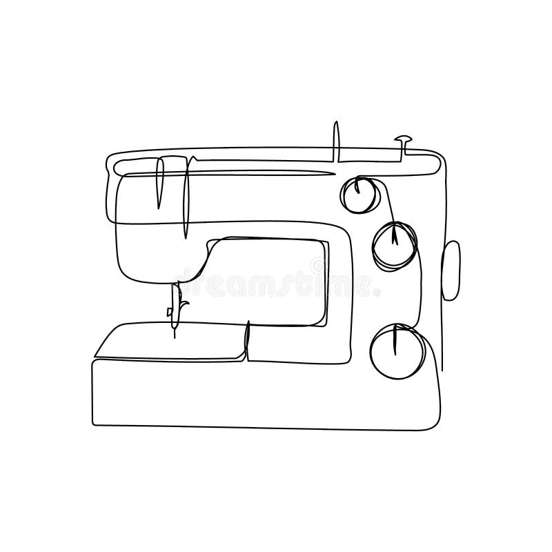 Dibujo De Línea Continua De La Máquina De Coser. Una Línea De Arte De La  Costura Del Atelier De Costura Del Electrodo Del Hogar Pu Ilustración del  Vector - Ilustración de estilo